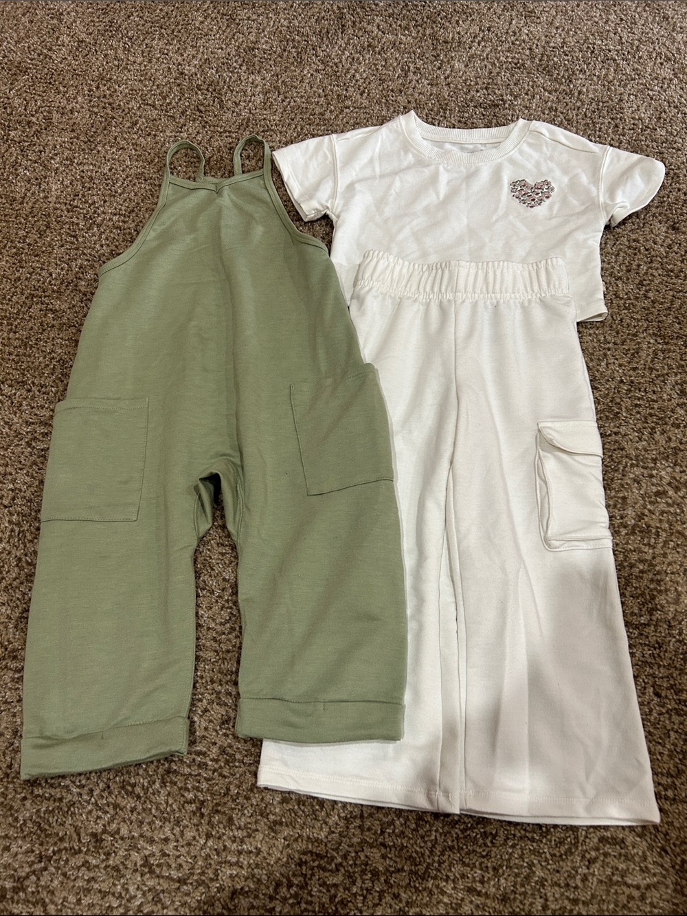 Bear paw Kids Set - Romper and 2 piece cargo pants + crop top